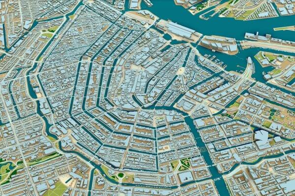 Carte 3D d'Amsterdam