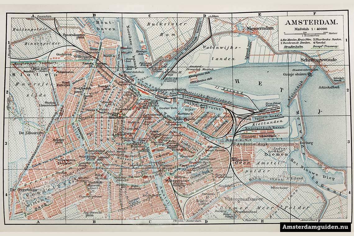 Gammal Karta över Amsterdam